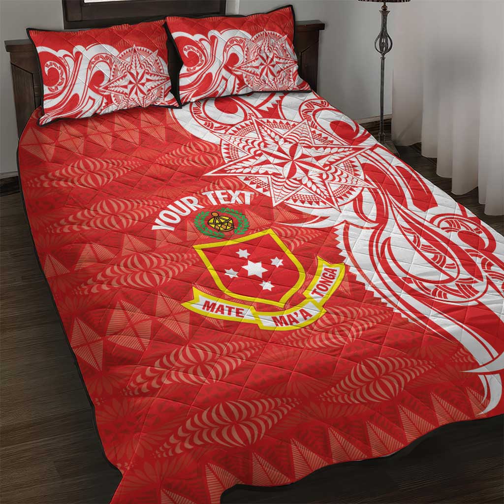 Personalised Kolisi Tonga Quilt Bed Set Mate Maa Tonga Ngatu Pattern - Polynesian Pride