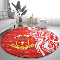 Personalised Kolisi Tonga Round Carpet Mate Maa Tonga Ngatu Pattern - Polynesian Pride