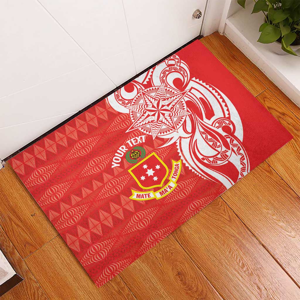 Personalised Kolisi Tonga Rubber Doormat Mate Maa Tonga Ngatu Pattern - Polynesian Pride