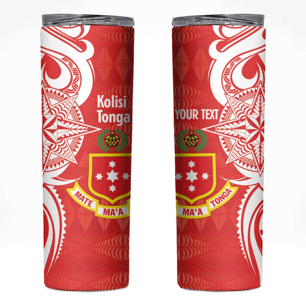 Personalised Kolisi Tonga Skinny Tumbler Mate Maa Tonga Ngatu Pattern - Polynesian Pride