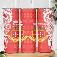 Personalised Kolisi Tonga Skinny Tumbler Mate Maa Tonga Ngatu Pattern - Polynesian Pride