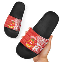 Personalised Kolisi Tonga Slide Sandals Mate Maa Tonga Ngatu Pattern - Polynesian Pride