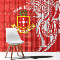 Personalised Kolisi Tonga Window Curtain Mate Maa Tonga Ngatu Pattern - Polynesian Pride