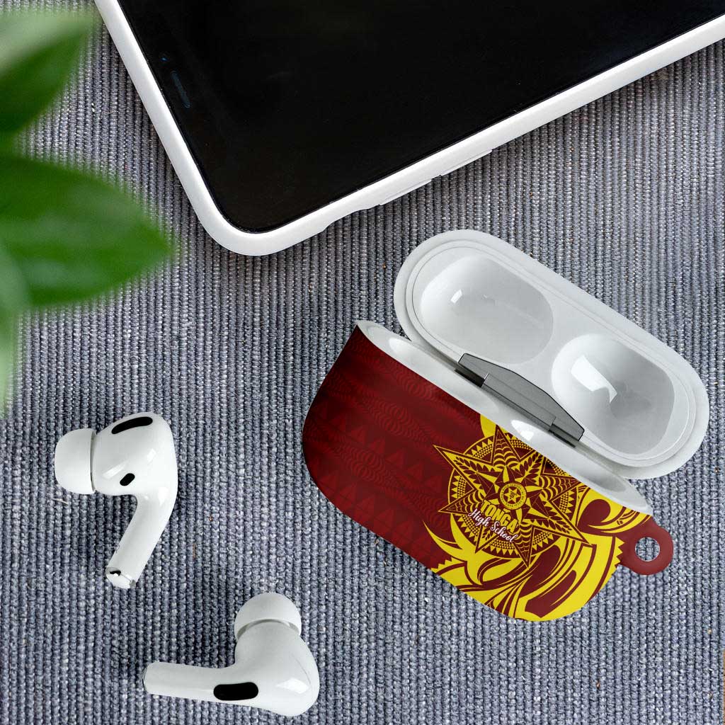 Personalised Tonga High School AirPods Case THS Tongan Ngatu Pattern - Polynesian Pride