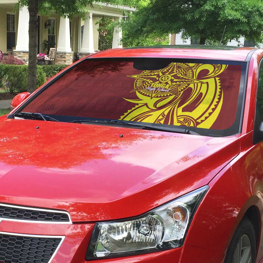 Personalised Tonga High School Auto Sun Shade THS Tongan Ngatu Pattern LT14 - Polynesian Pride