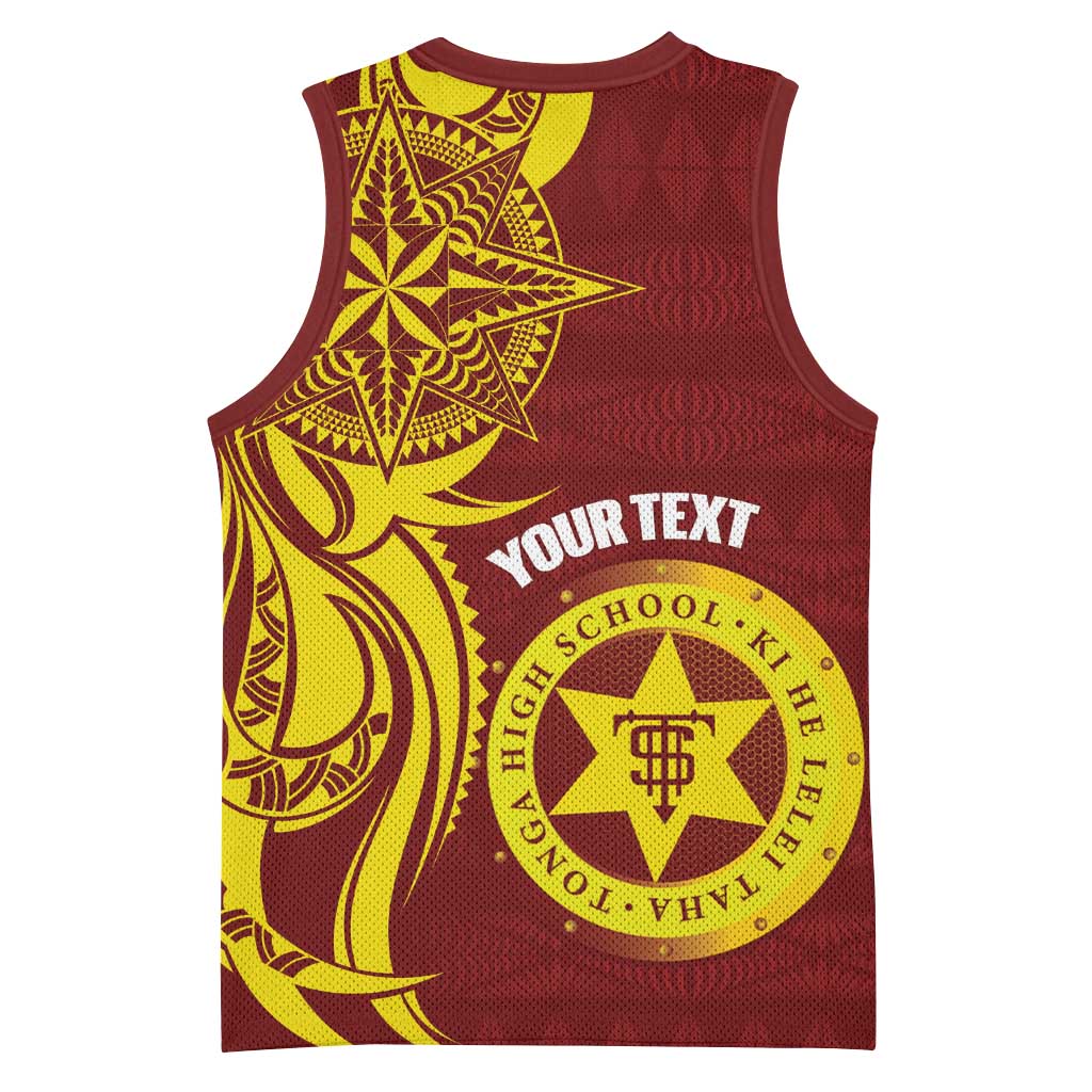 Personalised Tonga High School Basketball Jersey THS Tongan Ngatu Pattern - Polynesian Pride