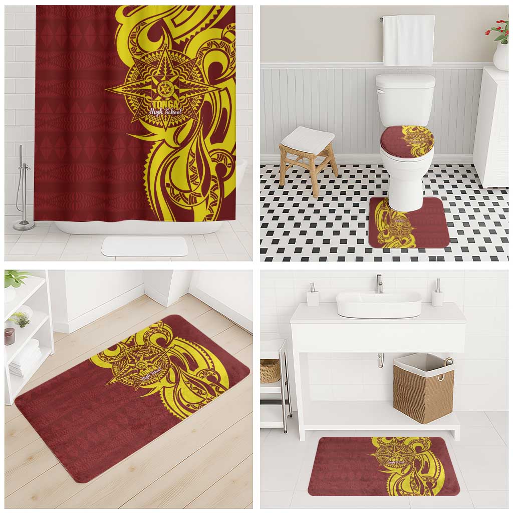 Personalised Tonga High School Bathroom Set THS Tongan Ngatu Pattern - Polynesian Pride
