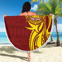 Personalised Tonga High School Beach Blanket THS Tongan Ngatu Pattern - Polynesian Pride