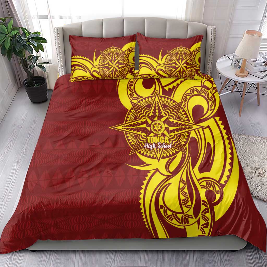 Personalised Tonga High School Bedding Set THS Tongan Ngatu Pattern - Polynesian Pride