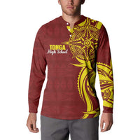Personalised Tonga High School Button Sweatshirt THS Tongan Ngatu Pattern - Polynesian Pride