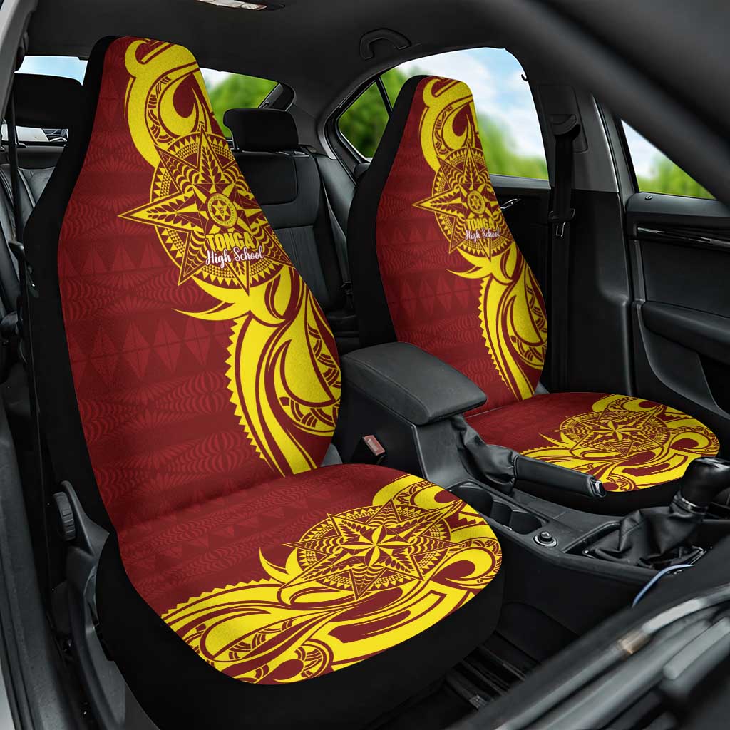 Personalised Tonga High School Car Seat Cover THS Tongan Ngatu Pattern - Polynesian Pride