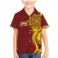 Personalised Tonga High School Family Matching Mermaid Dress and Hawaiian Shirt THS Tongan Ngatu Pattern - Polynesian Pride