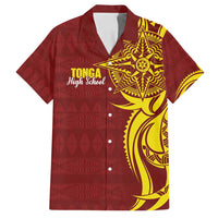 Personalised Tonga High School Family Matching Off Shoulder Maxi Dress and Hawaiian Shirt THS Tongan Ngatu Pattern - Polynesian Pride