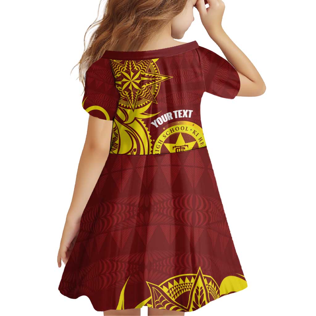 Personalised Tonga High School Family Matching Off Shoulder Short Dress and Hawaiian Shirt THS Tongan Ngatu Pattern - Polynesian Pride