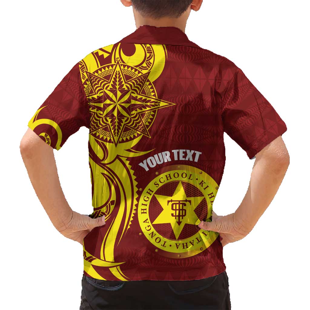 Personalised Tonga High School Family Matching Puletasi and Hawaiian Shirt THS Tongan Ngatu Pattern - Polynesian Pride