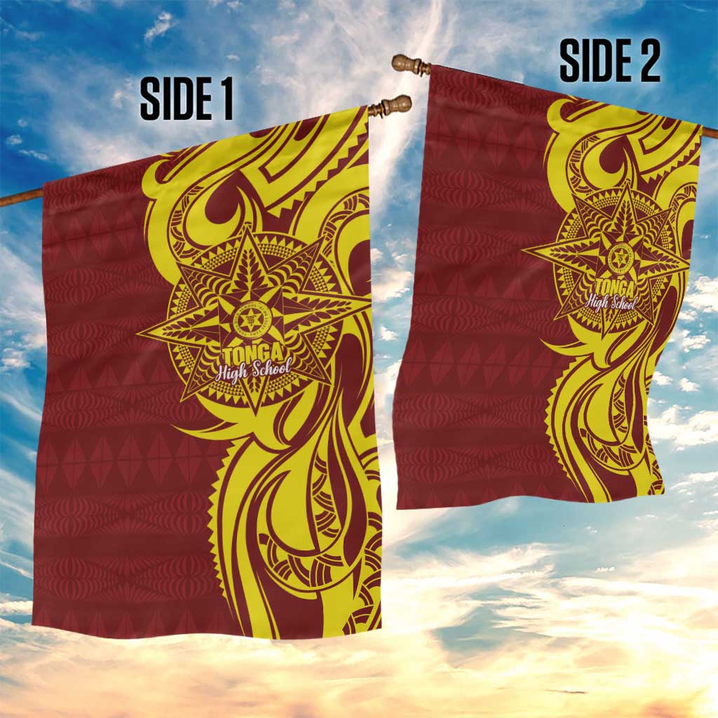 Personalised Tonga High School Garden Flag THS Tongan Ngatu Pattern - Polynesian Pride