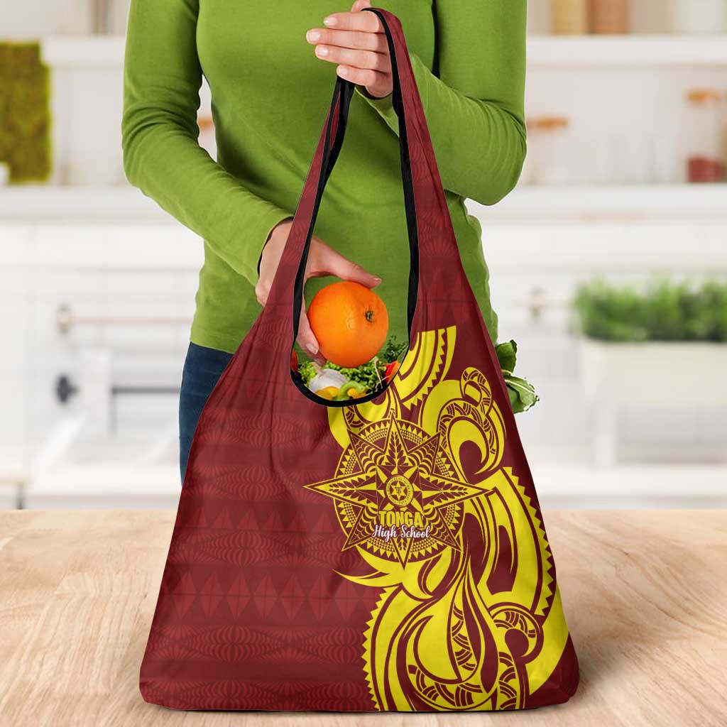 Personalised Tonga High School Grocery Bag THS Tongan Ngatu Pattern - Polynesian Pride