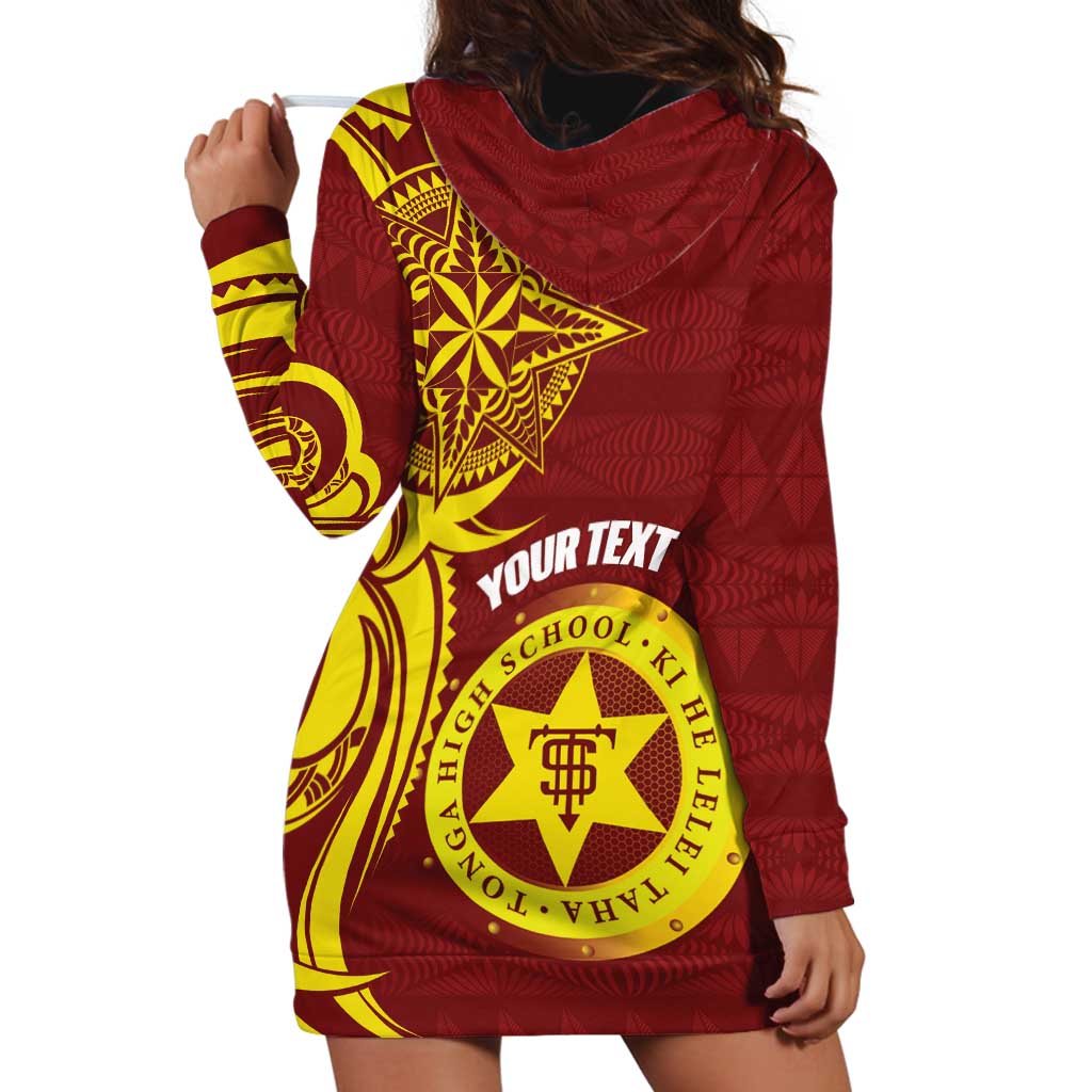 Personalised Tonga High School Hoodie Dress THS Tongan Ngatu Pattern - Polynesian Pride