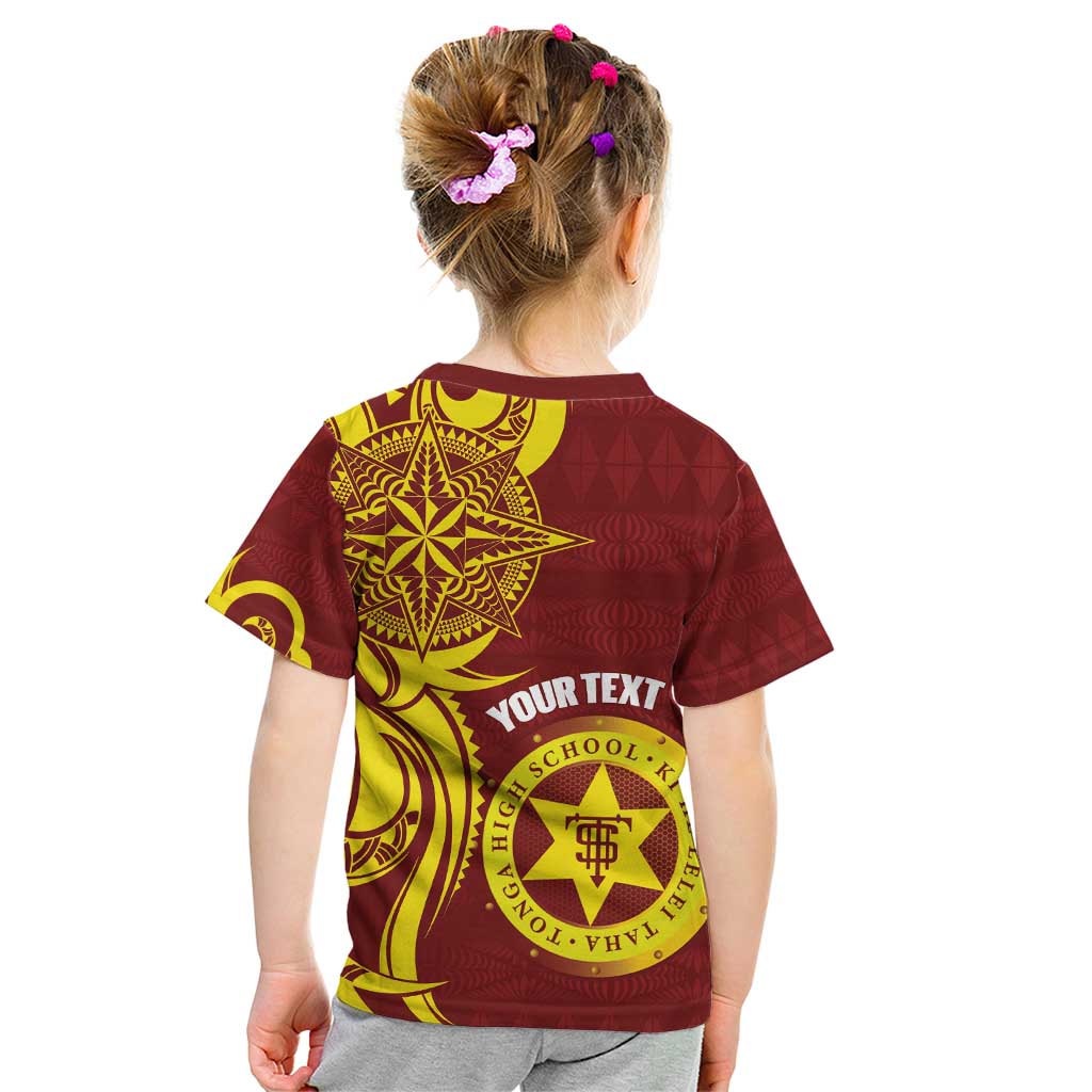 Personalised Tonga High School Kid T Shirt THS Tongan Ngatu Pattern - Polynesian Pride