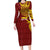 Personalised Tonga High School Long Sleeve Bodycon Dress THS Tongan Ngatu Pattern - Polynesian Pride