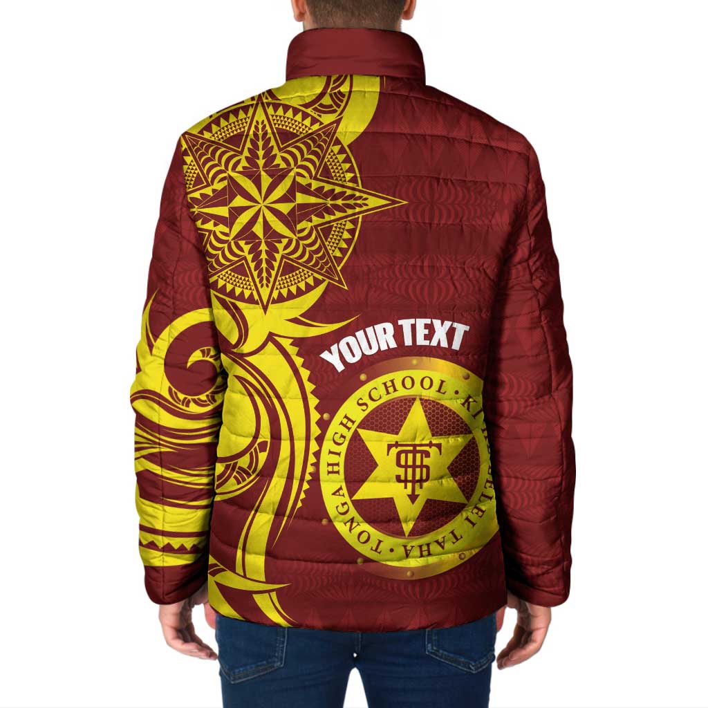 Personalised Tonga High School Padded Jacket THS Tongan Ngatu Pattern - Polynesian Pride