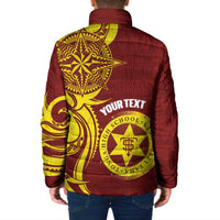Personalised Tonga High School Padded Jacket THS Tongan Ngatu Pattern - Polynesian Pride