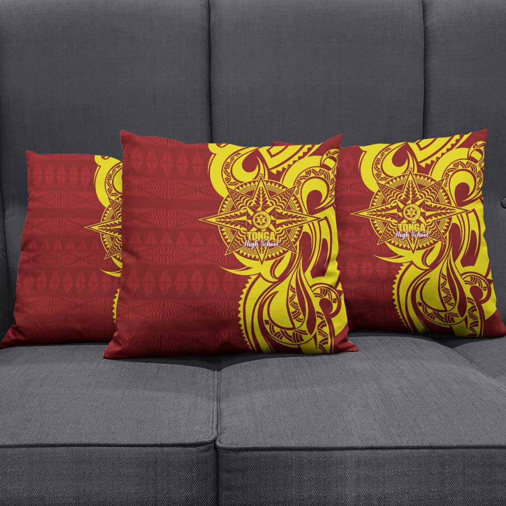 Personalised Tonga High School Pillow Cover THS Tongan Ngatu Pattern - Polynesian Pride