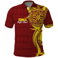Personalised Tonga High School Polo Shirt THS Tongan Ngatu Pattern - Polynesian Pride