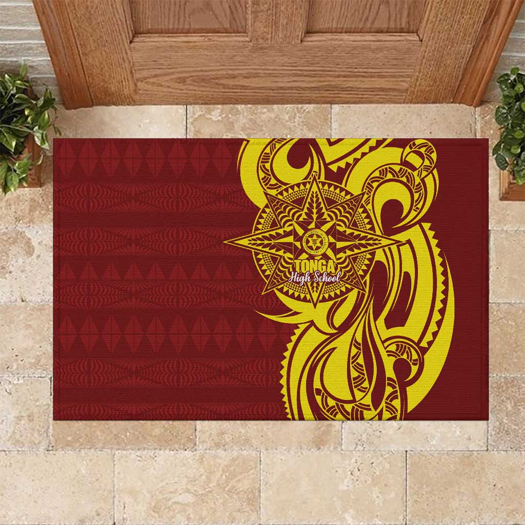 Personalised Tonga High School Rubber Doormat THS Tongan Ngatu Pattern - Polynesian Pride