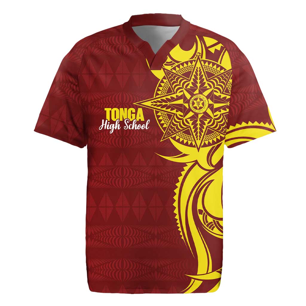 Personalised Tonga High School Rugby Jersey THS Tongan Ngatu Pattern - Polynesian Pride