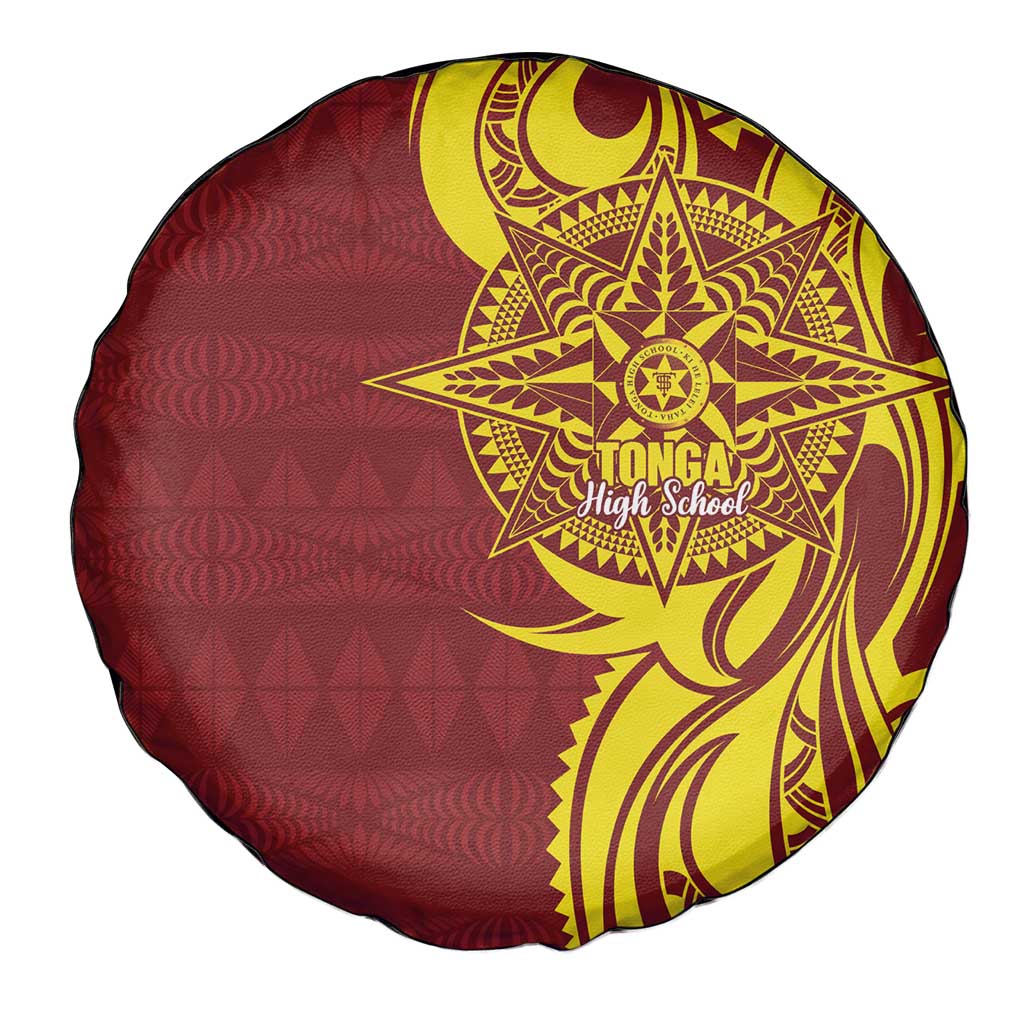 Personalised Tonga High School Spare Tire Cover THS Tongan Ngatu Pattern - Polynesian Pride