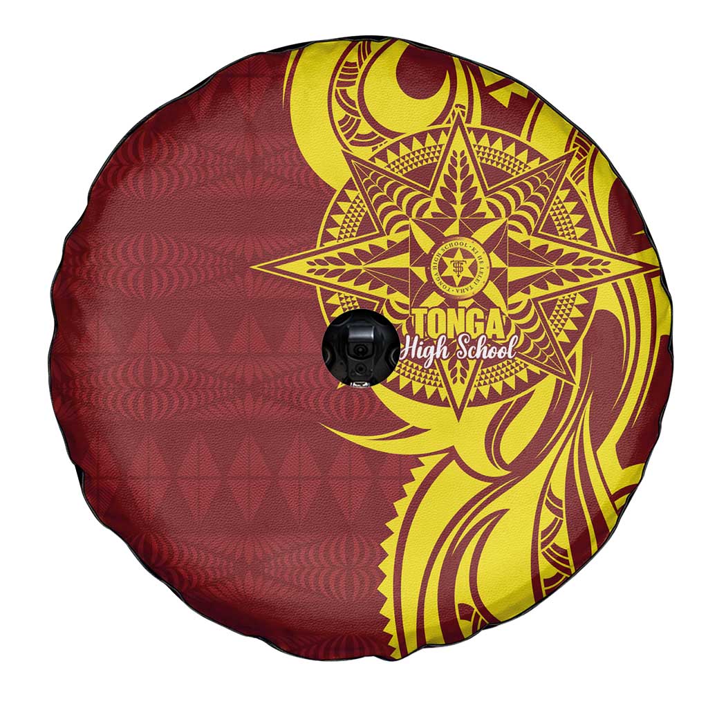 Personalised Tonga High School Spare Tire Cover THS Tongan Ngatu Pattern - Polynesian Pride