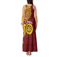 Personalised Tonga High School Tank Maxi Dress THS Tongan Ngatu Pattern - Polynesian Pride