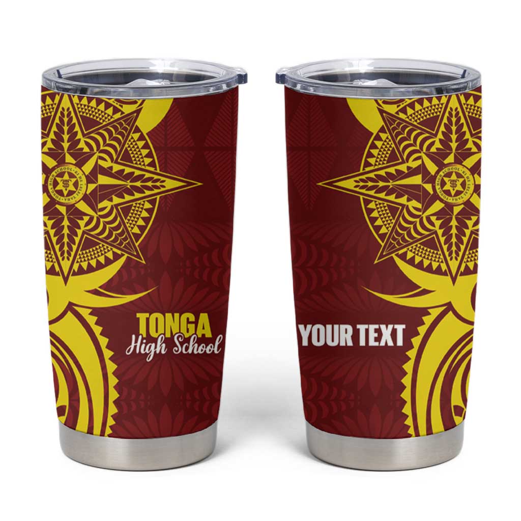 Personalised Tonga High School Tumbler Cup THS Tongan Ngatu Pattern - Polynesian Pride