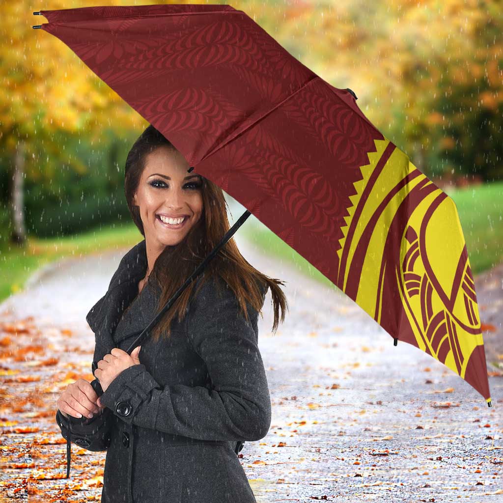 Personalised Tonga High School Umbrella THS Tongan Ngatu Pattern - Polynesian Pride