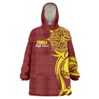 Personalised Tonga High School Wearable Blanket Hoodie THS Tongan Ngatu Pattern - Polynesian Pride