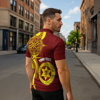 Personalised Tonga High School Zipper Polo Shirt THS Tongan Ngatu Pattern - Polynesian Pride