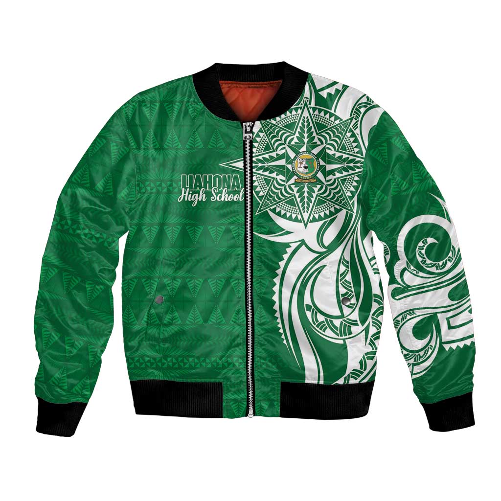 Personalised Liahona - Saineha High School Bomber Jacket Tongan Ngatu Pattern - Polynesian Pride