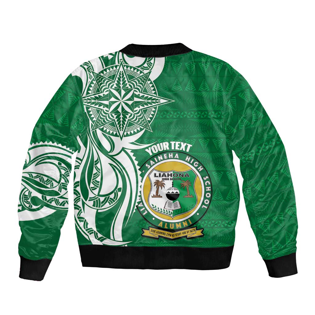 Personalised Liahona - Saineha High School Bomber Jacket Tongan Ngatu Pattern - Polynesian Pride