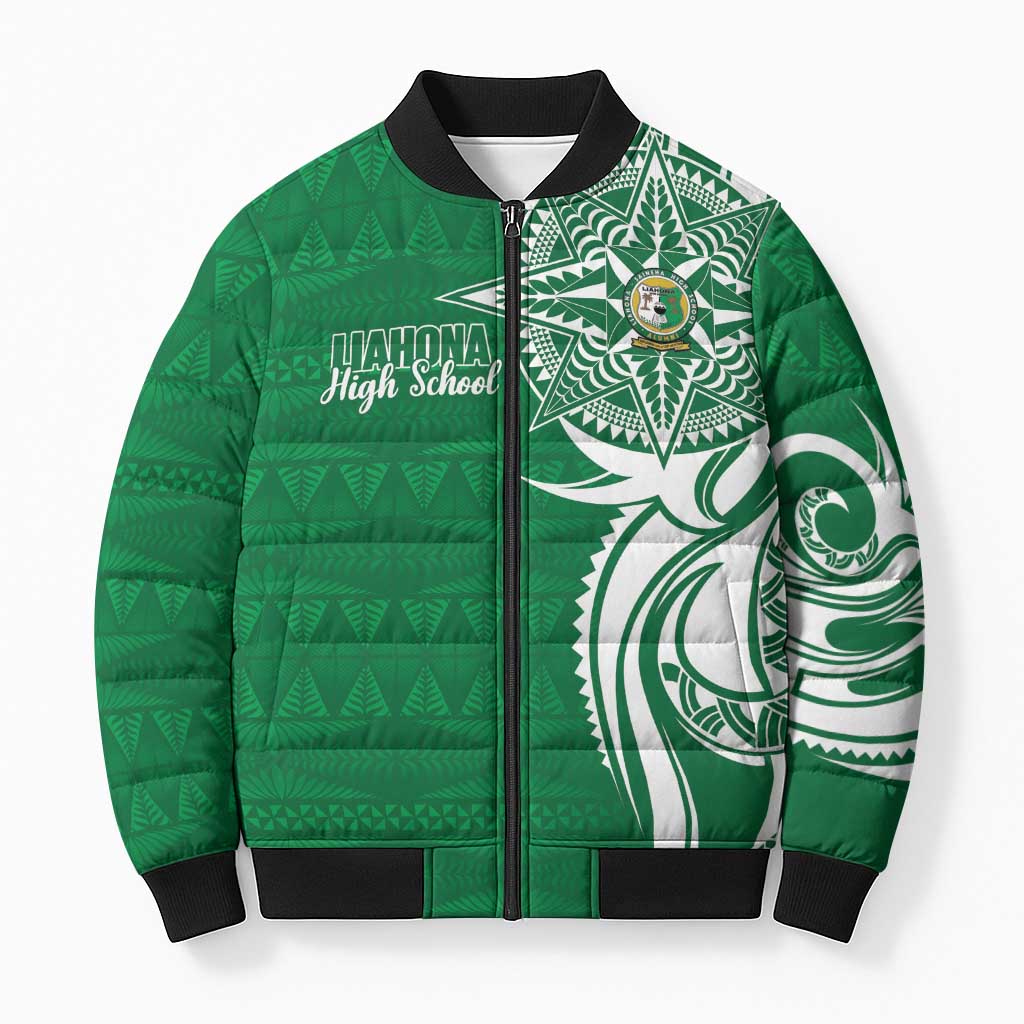 Personalised Liahona - Saineha High School Bomber Puffer Jacket Tongan Ngatu Pattern - Polynesian Pride
