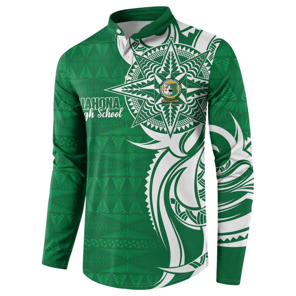 Personalised Liahona - Saineha High School Button Sweatshirt Tongan Ngatu Pattern - Polynesian Pride