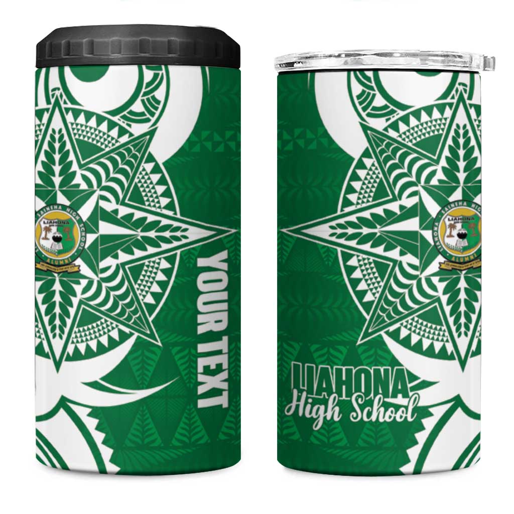 Personalised Liahona - Saineha High School 4 in 1 Can Cooler Tumbler Tongan Ngatu Pattern - Polynesian Pride