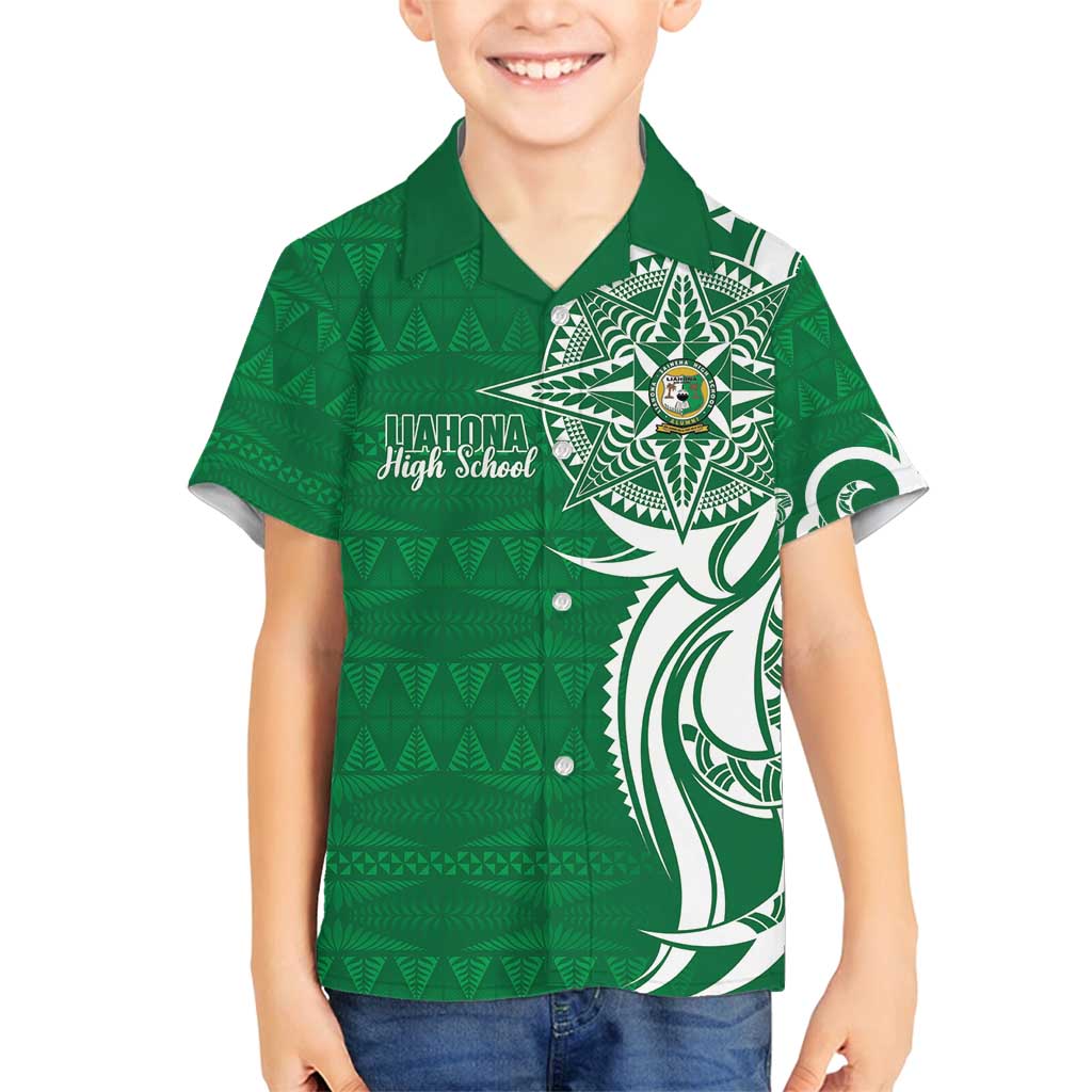 Personalised Liahona - Saineha High School Family Matching Long Sleeve Bodycon Dress and Hawaiian Shirt Tongan Ngatu Pattern - Polynesian Pride