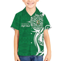 Personalised Liahona - Saineha High School Family Matching Long Sleeve Bodycon Dress and Hawaiian Shirt Tongan Ngatu Pattern - Polynesian Pride