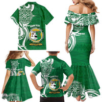 Personalised Liahona - Saineha High School Family Matching Mermaid Dress and Hawaiian Shirt Tongan Ngatu Pattern - Polynesian Pride
