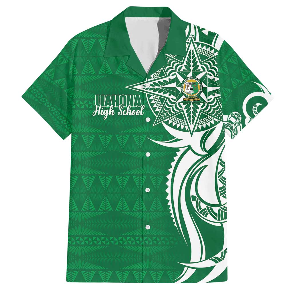 Personalised Liahona - Saineha High School Family Matching Short Sleeve Bodycon Dress and Hawaiian Shirt Tongan Ngatu Pattern - Polynesian Pride