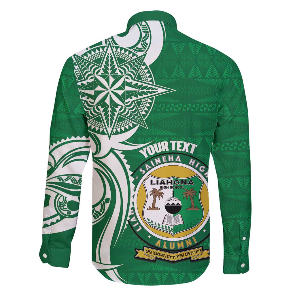 Personalised Liahona - Saineha High School Family Matching Short Sleeve Bodycon Dress and Hawaiian Shirt Tongan Ngatu Pattern - Polynesian Pride