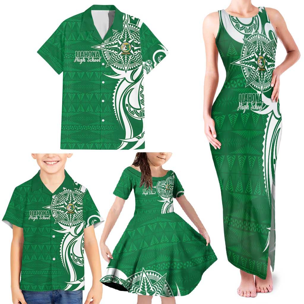 Personalised Liahona - Saineha High School Family Matching Tank Maxi Dress and Hawaiian Shirt Tongan Ngatu Pattern - Polynesian Pride