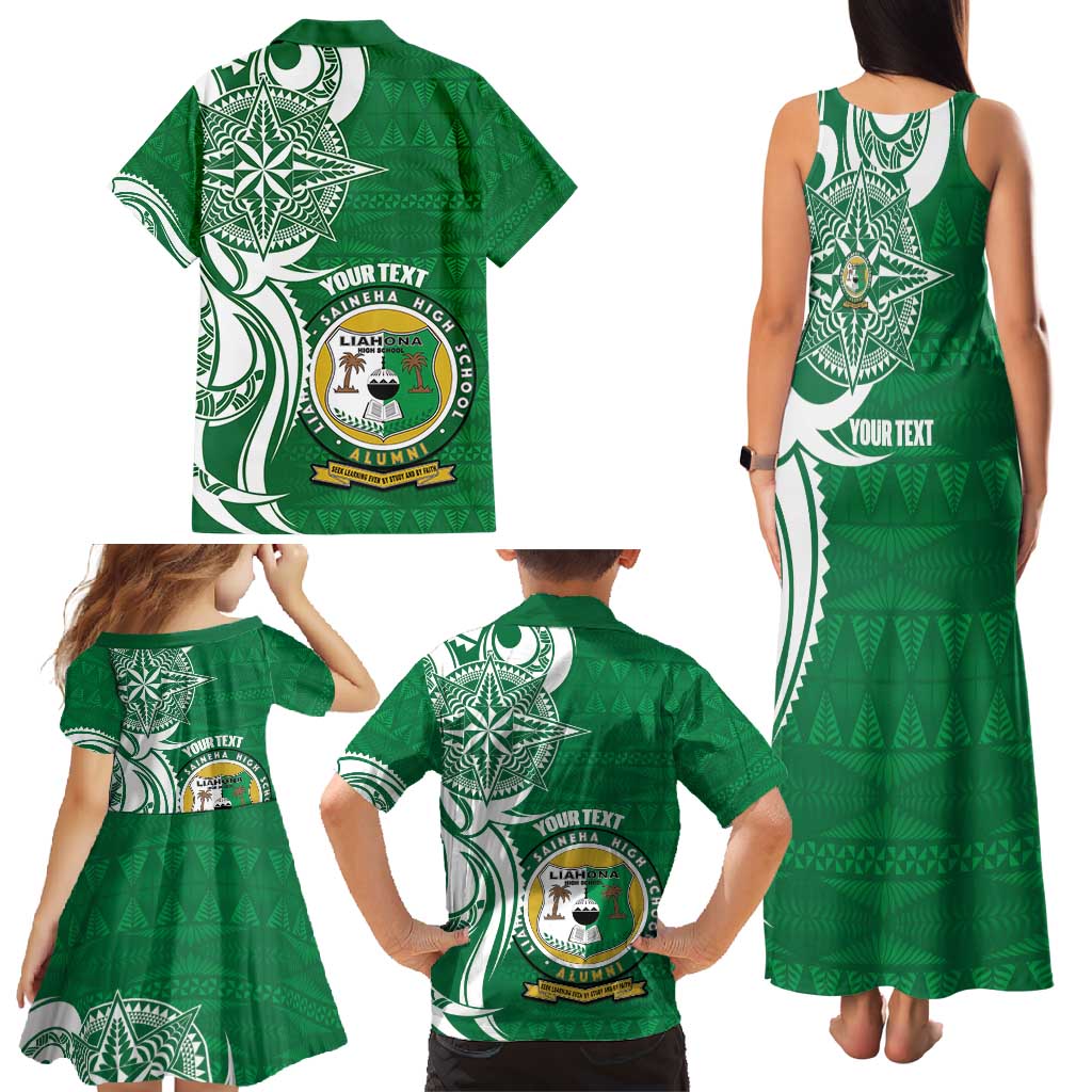 Personalised Liahona - Saineha High School Family Matching Tank Maxi Dress and Hawaiian Shirt Tongan Ngatu Pattern - Polynesian Pride