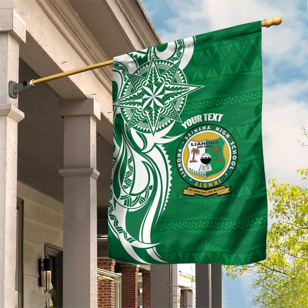 Personalised Liahona - Saineha High School Garden Flag Tongan Ngatu Pattern - Polynesian Pride